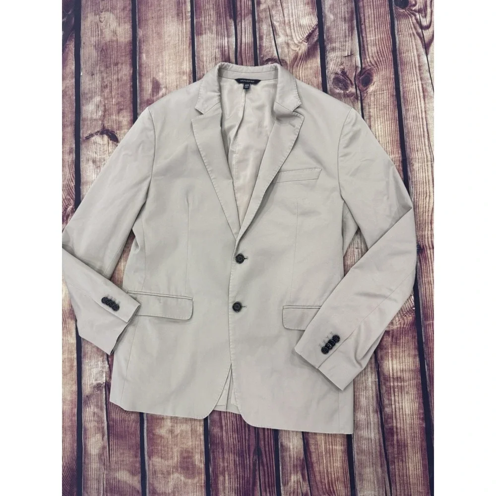 Banana Republic Men's Beige Solid 2-Button Notch Lapel Blazer 42R Regular